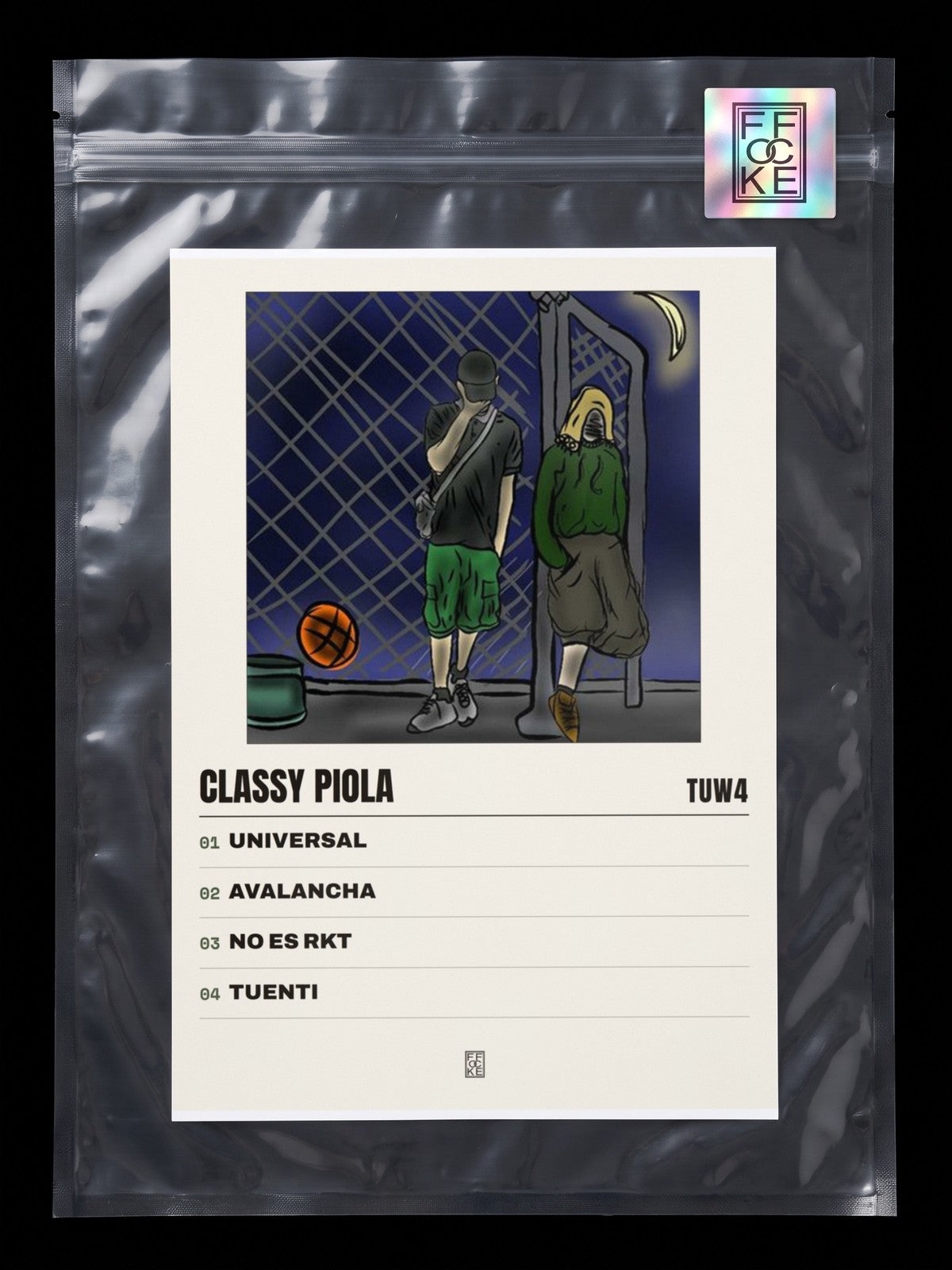 Póster de CLASSY PIOLA de tuw4 en una bolsa sellada con sticker FFOCKE