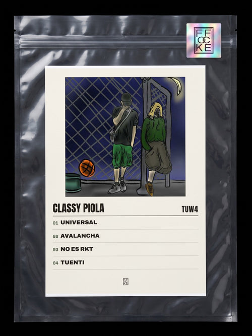 Póster de CLASSY PIOLA de tuw4 en una bolsa sellada con sticker FFOCKE