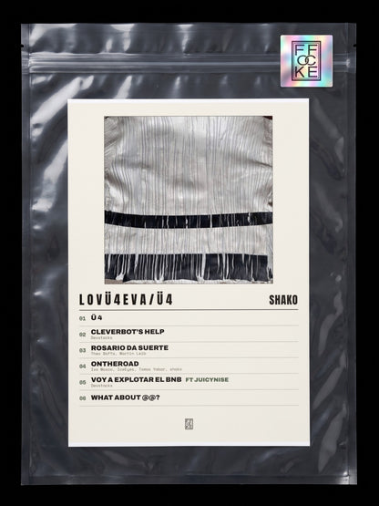 Póster de l o v ü 4 e v a / ü 4 de Shako en una bolsa sellada con sticker FFOCKE