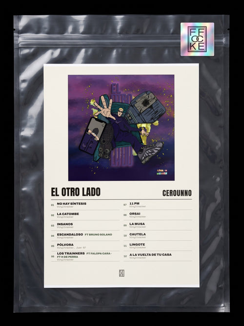 Póster de El otro lado de Cerounno en una bolsa sellada con sticker FFOCKE