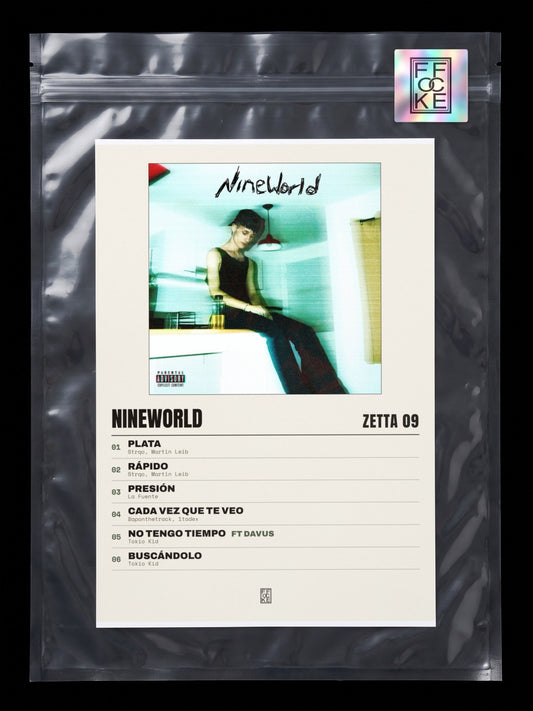 Póster de Nineworld de Zetta 09 en una bolsa sellada con sticker FFOCKE