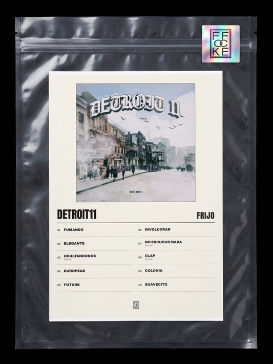 Póster de Detroit11 de Frijo en una bolsa sellada con sticker FFOCKE