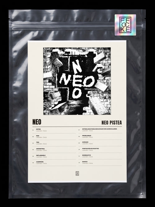 Póster de NEO de Neo Pistea en una bolsa sellada con sticker FFOCKE