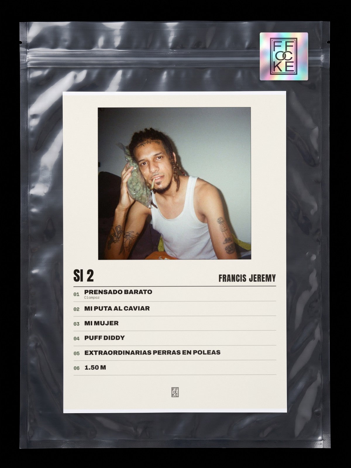 Póster de SI 2 de Francis Jeremy en una bolsa sellada con sticker FFOCKE