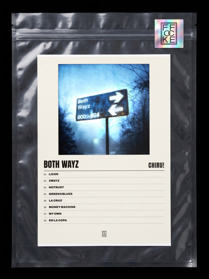Póster de BOTH WAYZ de Chiru! en una bolsa sellada con sticker FFOCKE