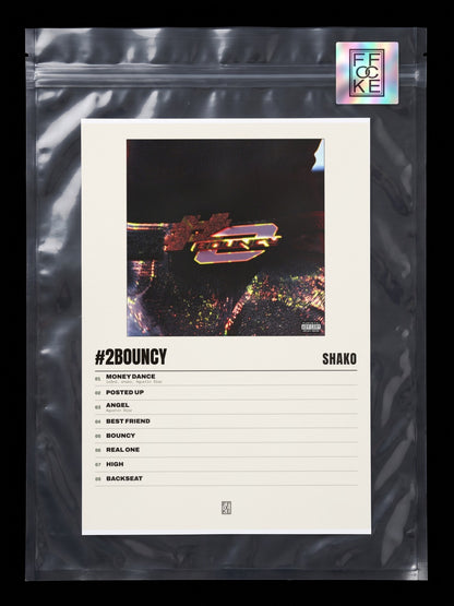 Póster de #2Bouncy de Shako en una bolsa sellada con sticker FFOCKE