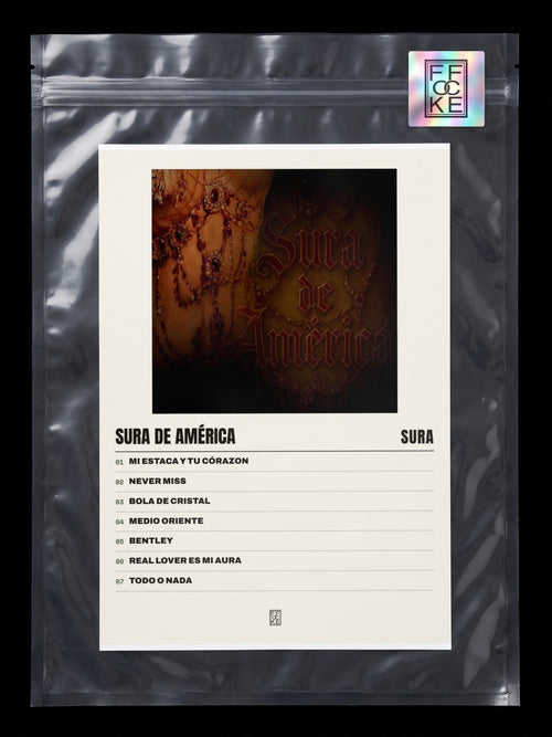 Póster de Sura de América de sura en una bolsa sellada con sticker FFOCKE