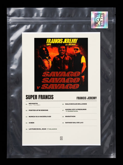 Póster de SUPER FRANCIS de Francis Jeremy en una bolsa sellada con sticker FFOCKE
