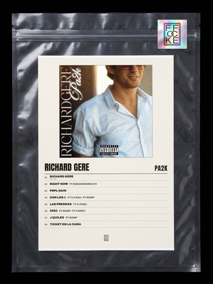 Póster de Richard Gere de Pa2k en una bolsa sellada con sticker FFOCKE