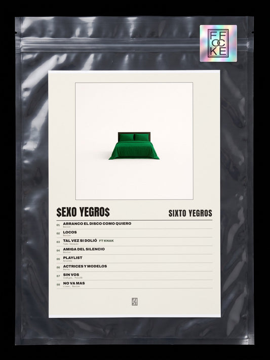 Póster de $EXO YEGRO$ de Sixto Yegros en una bolsa sellada con sticker FFOCKE