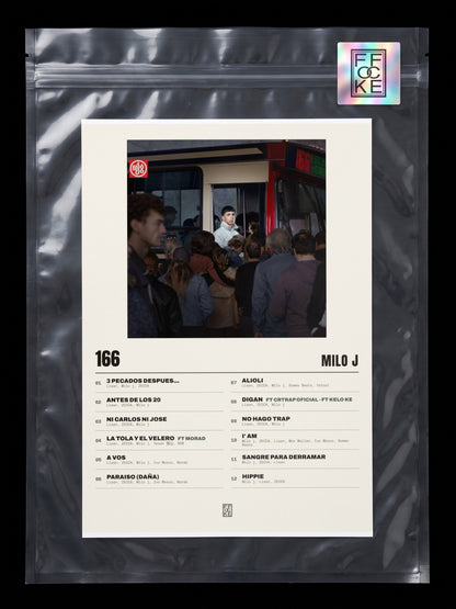 Póster de 166 de Milo j en una bolsa sellada con sticker FFOCKE