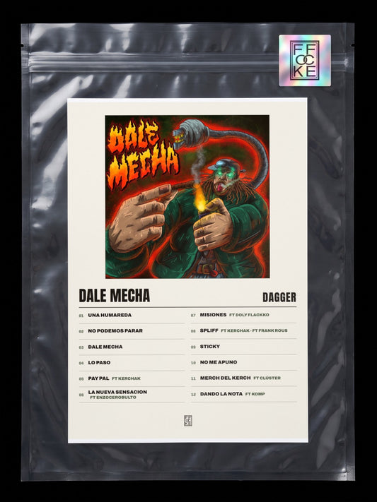 Póster de Dale Mecha de Dagger en una bolsa sellada con sticker FFOCKE