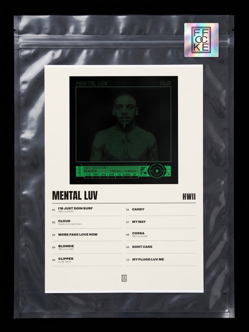 Póster de Mental Luv de Hwii en una bolsa sellada con sticker FFOCKE