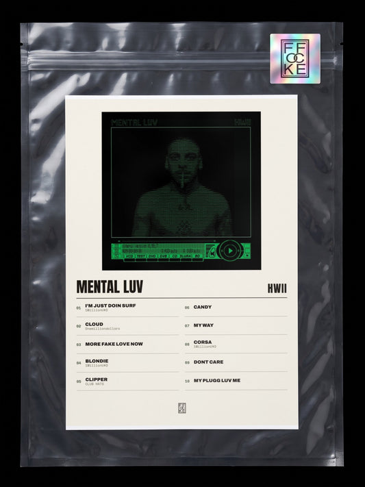 Póster de Mental Luv de Hwii en una bolsa sellada con sticker FFOCKE
