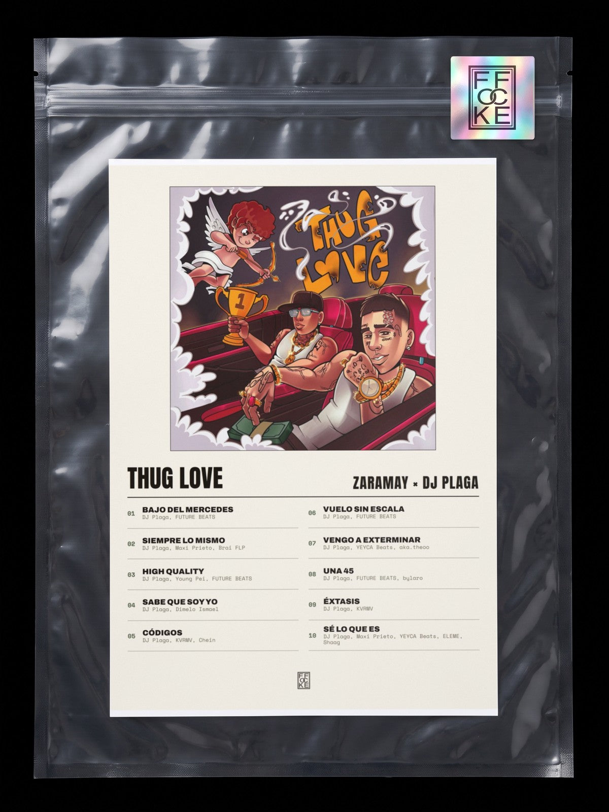 Póster de Thug Love de ZARAMAY × Dj Plaga en una bolsa sellada con sticker FFOCKE