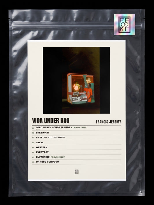 Póster de VIDA UNDER BRO de Francis Jeremy en una bolsa sellada con sticker FFOCKE