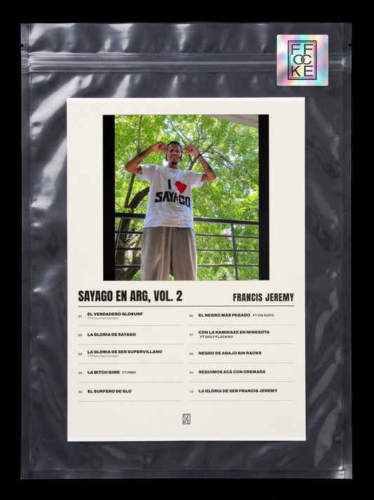 Póster de SAYAGO EN ARG, Vol. 2 de Francis Jeremy en una bolsa sellada con sticker FFOCKE