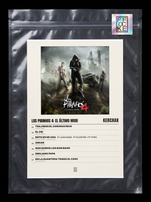 Póster de Los Pibinhos 4: El Último Mobi de KERCHAK en una bolsa sellada con sticker FFOCKE