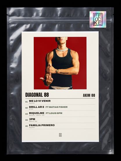 Póster de DIAGONAL 88 de Akim 88 en una bolsa sellada con sticker FFOCKE