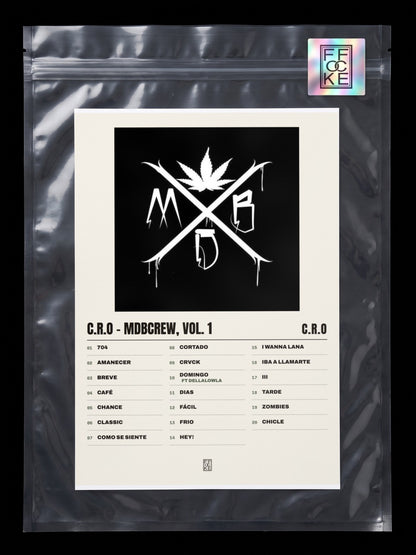 Póster de C.R.O - MDBCrew, Vol. 1 de C.R.O en una bolsa sellada con sticker FFOCKE