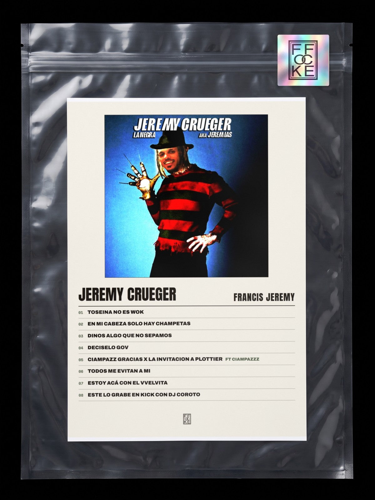Póster de JEREMY CRUEGER de Francis Jeremy en una bolsa sellada con sticker FFOCKE