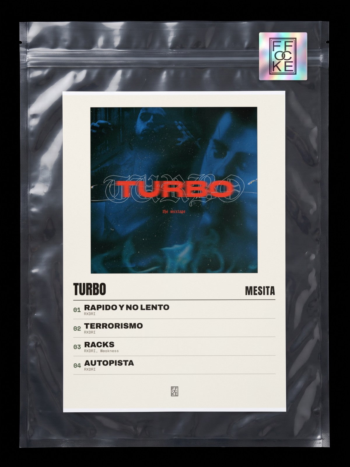 Póster de TURBO de Mesita en una bolsa sellada con sticker FFOCKE