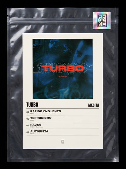 Póster de TURBO de Mesita en una bolsa sellada con sticker FFOCKE