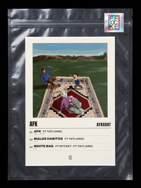 Póster de Afk de afkGOAT en una bolsa sellada con sticker FFOCKE