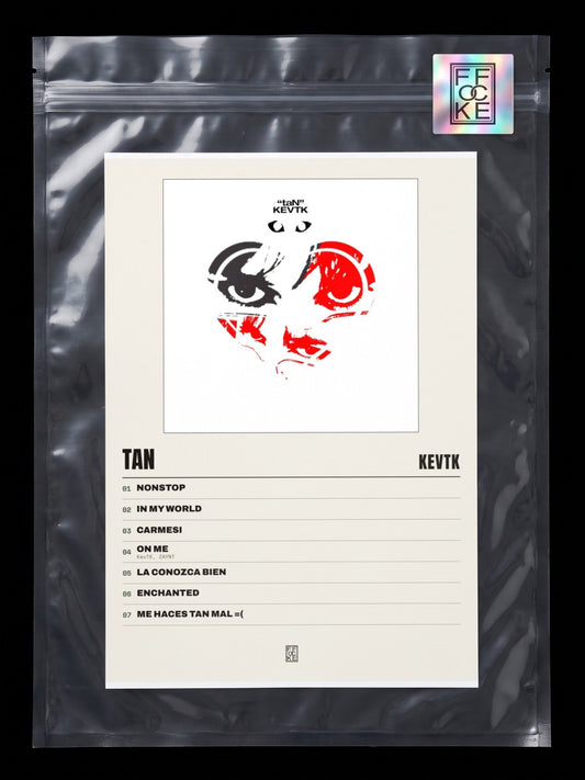 Póster de taN de KevTK en una bolsa sellada con sticker FFOCKE