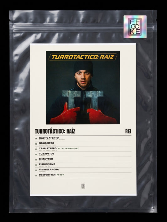Póster de Turrotáctico: Raíz de Rei en una bolsa sellada con sticker FFOCKE