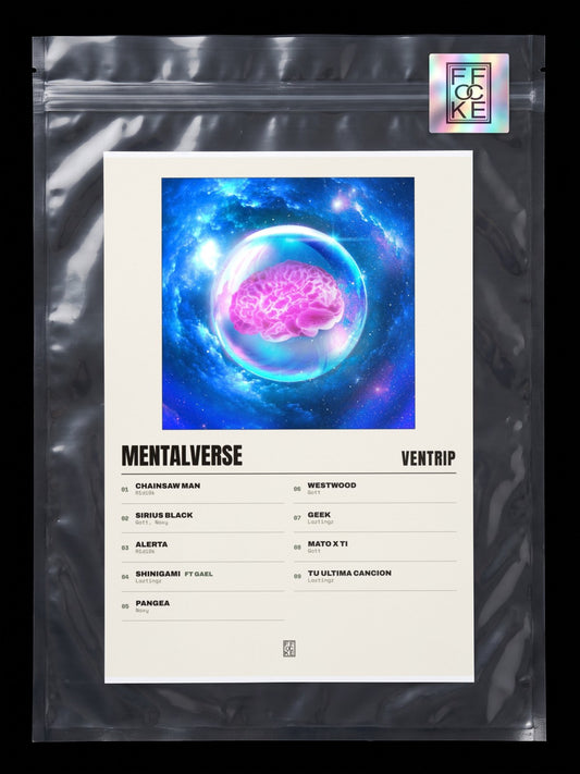 Póster de MENTALVERSE de Ventrip en una bolsa sellada con sticker FFOCKE
