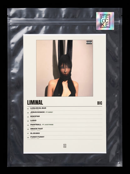 Póster de liminal de BIC en una bolsa sellada con sticker FFOCKE