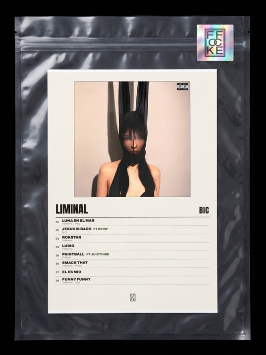 Póster de liminal de BIC en una bolsa sellada con sticker FFOCKE