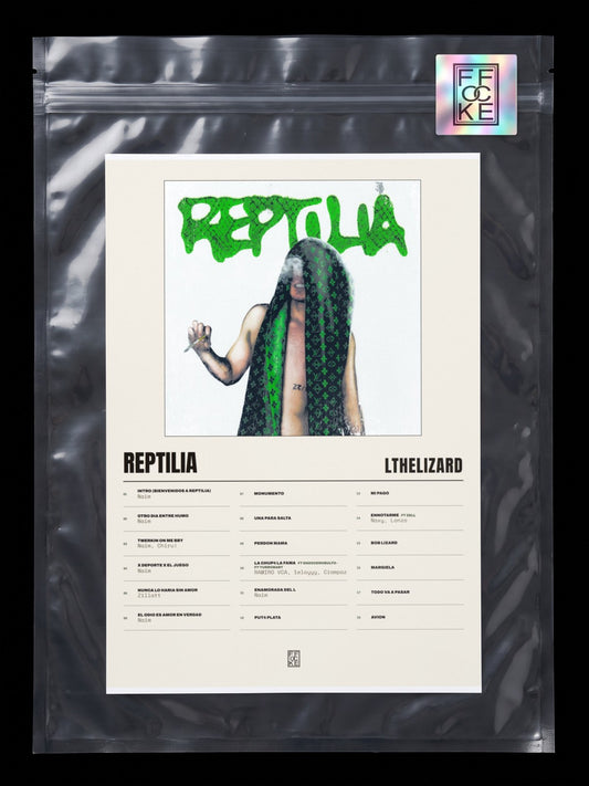Póster de Reptilia de Lthelizard en una bolsa sellada con sticker FFOCKE