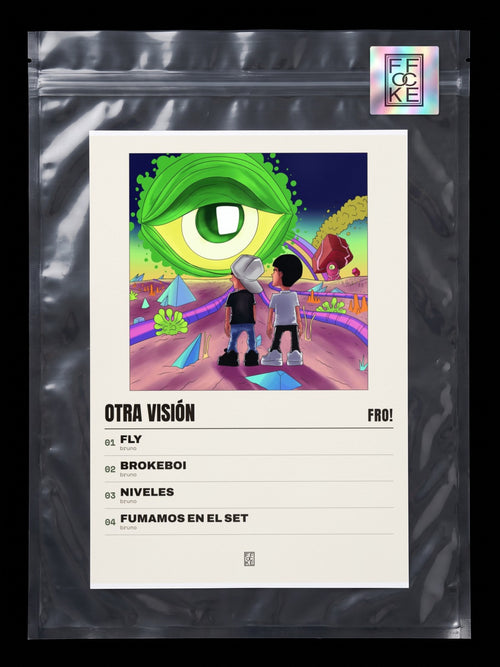 Póster de Otra Visión de FRO! en una bolsa sellada con sticker FFOCKE